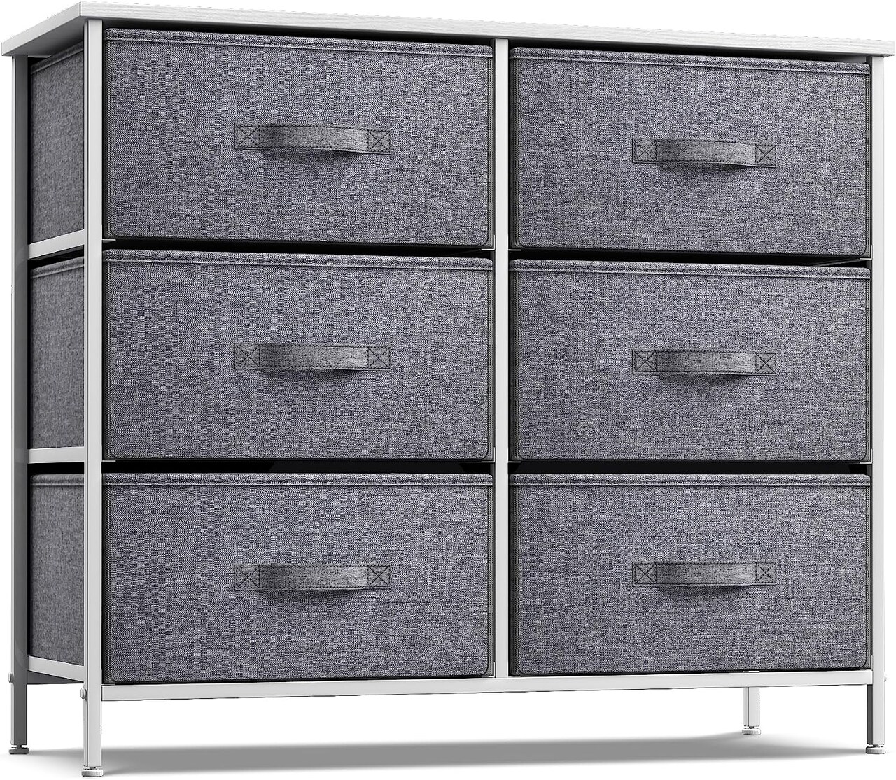 Sorbus 6 Drawers Dresser- Storage Unit with Steel Frame, Wood Top, Fabric Bins - for Bedroom, Closet, Office and more